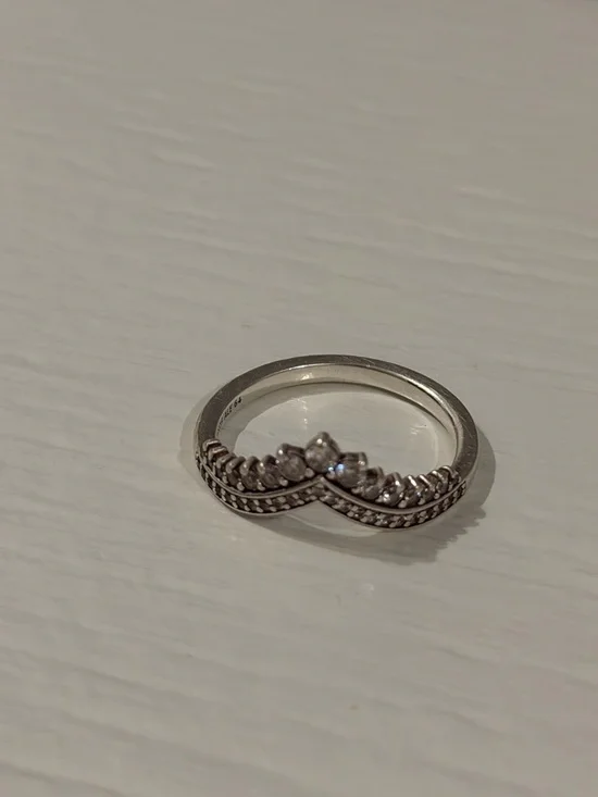 Pandora Silver Crown Ring with Clear Stones - Picture 3 of 5